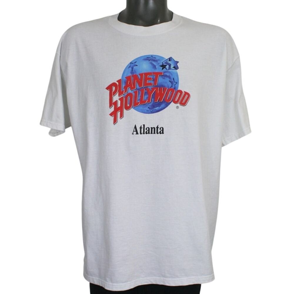 Vintage 1991 Planet Hollywood Atlanta T Shirt XL White Made USA Tee